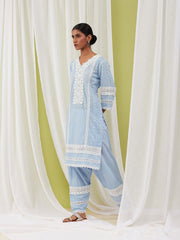 Floral Schiffli Cotton Kurta With Pants