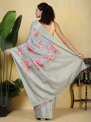 Digital Printed Tussar Saree