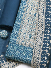 Embroidered Cotton Unstitched Suit With Pant & Dupatta