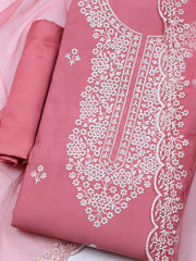Embroidered Chanderi Unstitched Suit With Dupatta