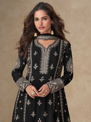 Embroidered Chinon Kurta With Pant & Dupatta