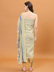 Neck Embroidered Cotton Blend Unstitched Suit Piece With Dupatta