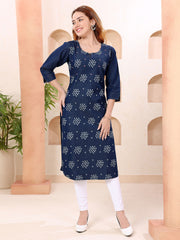 Printed Denim Kurta