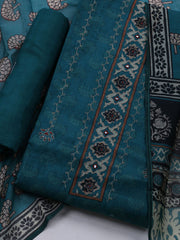 Printed Cotton Blend Unstitched Suit With Dupatta