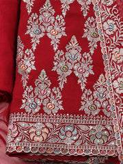 Embroirdred Organza Unstitched Suit With Dupatta