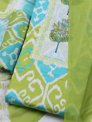 Printed Cotton Blend Unstitched Suit With Dupatta