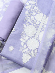 Embroidered Linen Blend Unstitched Suit With Pant & Dupatta