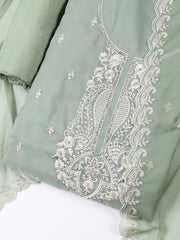 Embroidered Organza Unstitched Suit With Dupatta