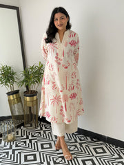 Printed Cotton Blend Kurta With Pants