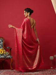 Plain Crepe Rani Saree
