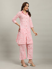 Printed Cotton Blend Kurta With Pants