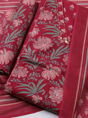 Printed Chanderi Unstitched Suit With Pant & Dupatta