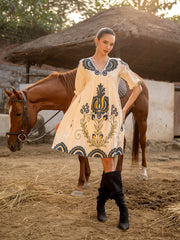 Resham Embroidered Cotton Blend Dress