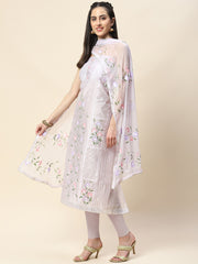 Neck Embroidery Chanderi Unstitched Suit Piece With Dupatta