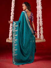 Plain Crepe Saree