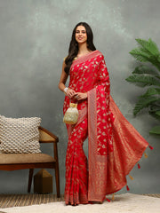 Stone Work Satin Embroidery Saree