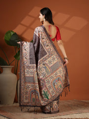 Printed Tussar Silk Saree