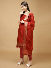 Woven Chanderi Unstitched Suit Piece With Dupatta
