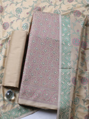 Banarasi Chanderi Unstitched Suit With Pant & Dupatta
