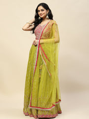 Zari Jaal Embroidered Georgette Choli With Lehenga & Dupatta