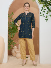 Printed Denim Short Kurti