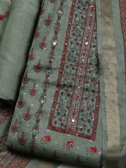 Embroidered Tussar Unstitched Suit With Dupatta