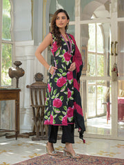 Printed Cotton Blend Kurta With Pant & Dupatta
