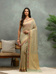 Resham Embroidered Cotton Blend Woven Saree