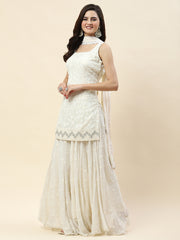 Resham Jaal Handloom Kurta With Palazzo & Dupatta