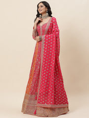 Sequin Embroidered Georgette Kurta With Pants & Dupatta - meena bazaar