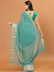 Plain Zari Border Woven Saree
