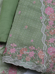 Embroidered Organza Unstitched Suit With Dupatta