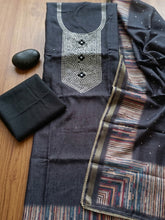 Embroidered Chanderi Unstitched Suit With Pant & Dupatta