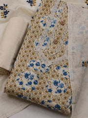 Printed Cotton Blend Unstitched Suit With Dupatta