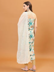 Neck Embroidered Cotton Blend Unstitched Suit Piece With Dupatta