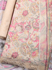 Embroidered Cotton Blend Unstitched Suit With Pant & Dupatta