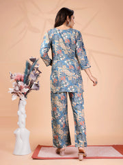 Printed Cotton Blend Kurta With Pants