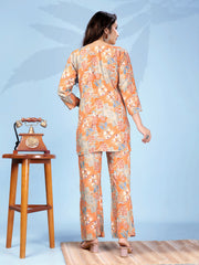 Printed Cotton Blend Kurta With Pants