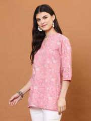 Printed Cotton Blend Short Kurti