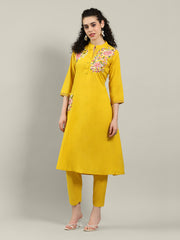 Printed Cotton Blend Kurta With Pants