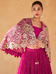 Zardozi Embroidery Chinon Lehenga Choli With Dupatta