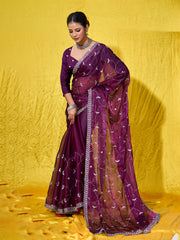 Embroidered Chiffon Saree