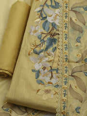 Embroidered Chanderi Unstitched Suit With Dupatta