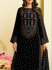 Printed Crepe Unstitched Suit With Pant & Dupatta