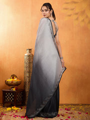 Embroidered Chinon Saree