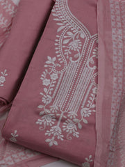 Neck Embroidered Cotton Blend Unstitched Suit With Dupatta