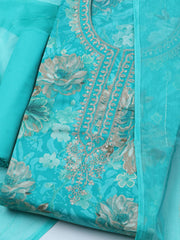 Neck Embroidered Cotton Blend Unstitched Suit With Dupatta