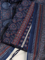 Printed Cotton Blend Unstitched Suit Piece With Dupatta