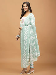 Neck Embroidered Cotton Blend Unstitched Suit With Dupatta