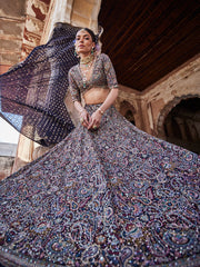 Resham Zari Embroidery Georgette Choli With Lehenga & Dupatta